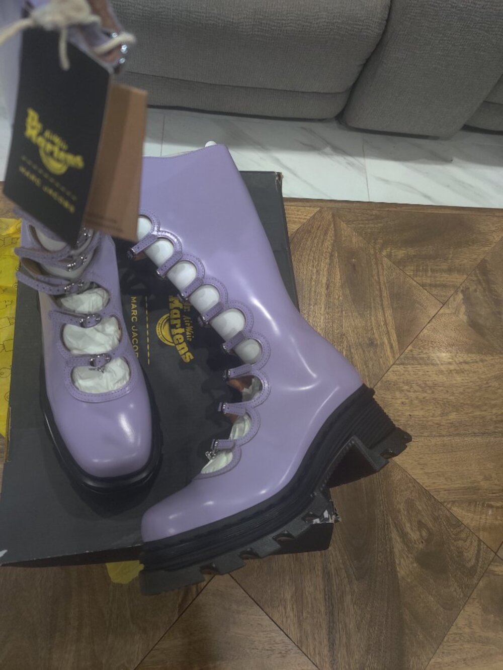 Dr. Martens Kiki  for Marc Jacobs Purple Leather Boots size 9 UK New - Picture 3 of 5